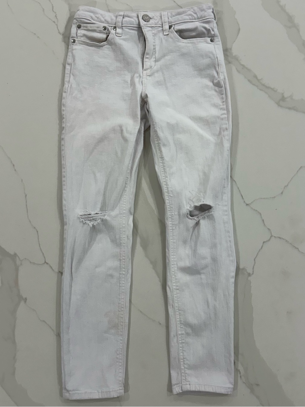 LC Lauren Conrad White Skinny Distressed Jeans 8